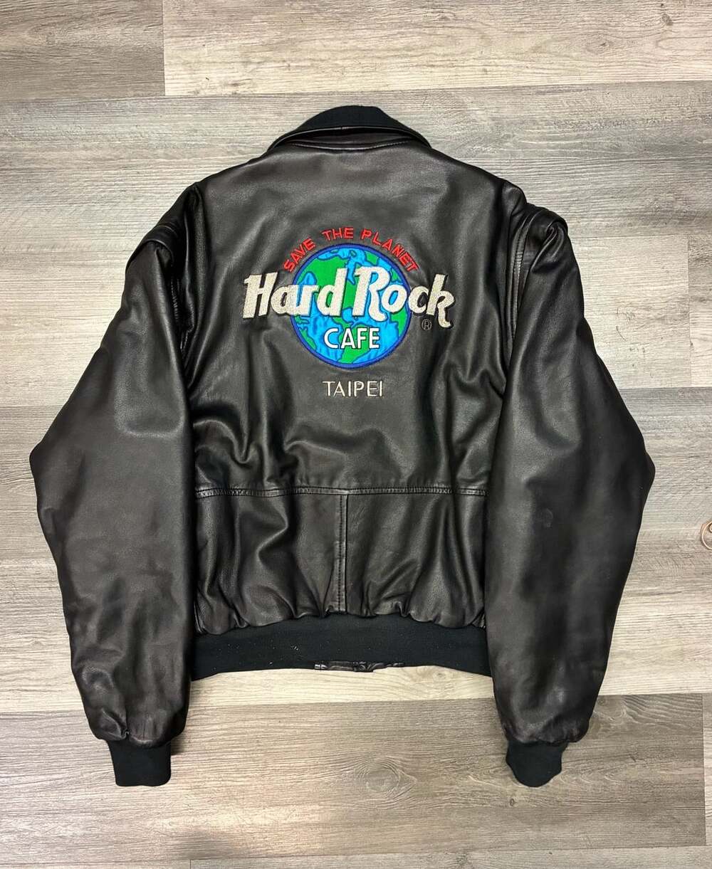 vintage 90’s Hard Rock Cafe Taipei Black leather Jacket